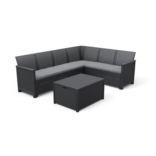 Keter baštenski set ugaoni Elodie 6 seater sa box stolom grafit CU 249596 Keter baštenski set ugaoni Elodie 6 seater sa box stolom grafit CU 249596